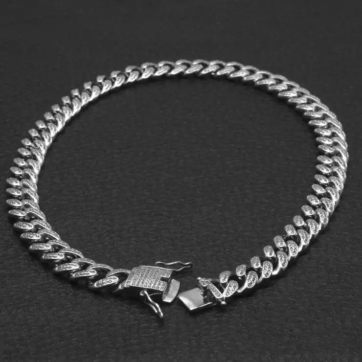 Uwin Высокое качество Полный Bling циркония тройной замок роскошное ожерелье Мода хип-хоп ожерелье s ювелирные изделия 14 мм кубинская звено цепи - Окраска металла: Silver color