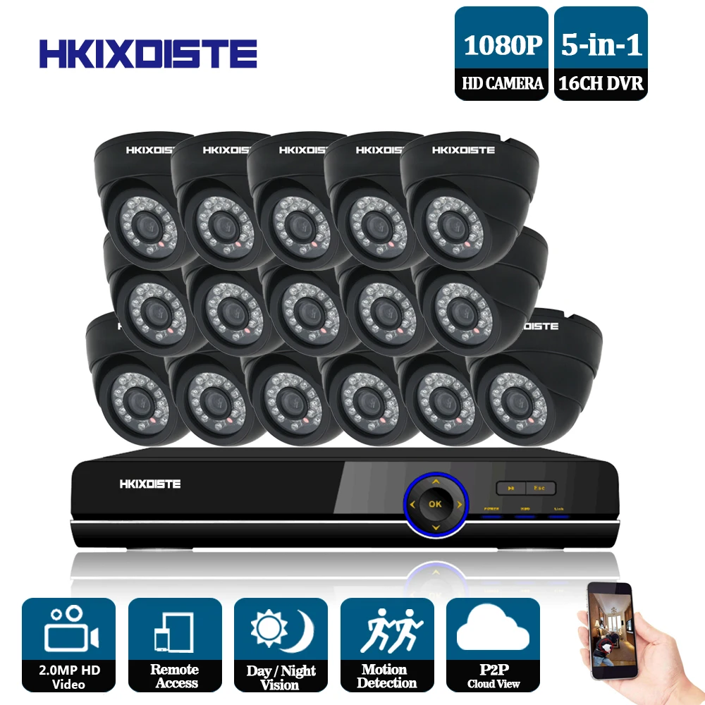 Камера видеонаблюдения 16 каналов 1080P DVR iPhone Android|views|view cameraviewing system |