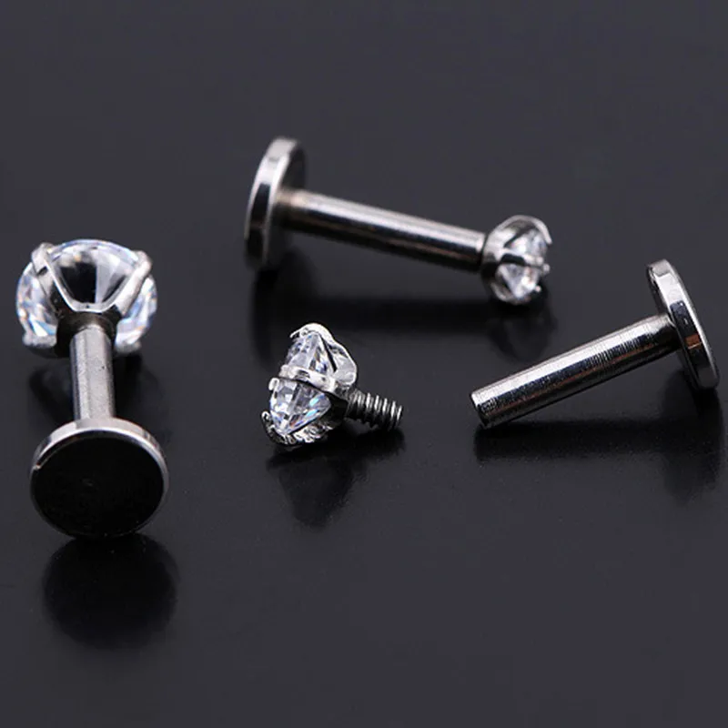 Европейской и американской моды titanium стали пирсинг для языка украшения для пирсинга с цирконом кольцо для губ длинные серьги-гвоздики