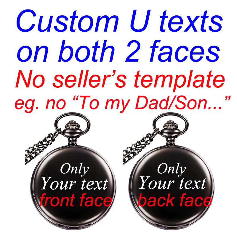 U text 2 face black Для моей дочери, я люблю тебя, подарки на память от папы, мамы, подарок на день рождения, персонализированные ваши имена, 47 мм, карманные часы с лазерной гравировкой - Цвет: U text 2 face black