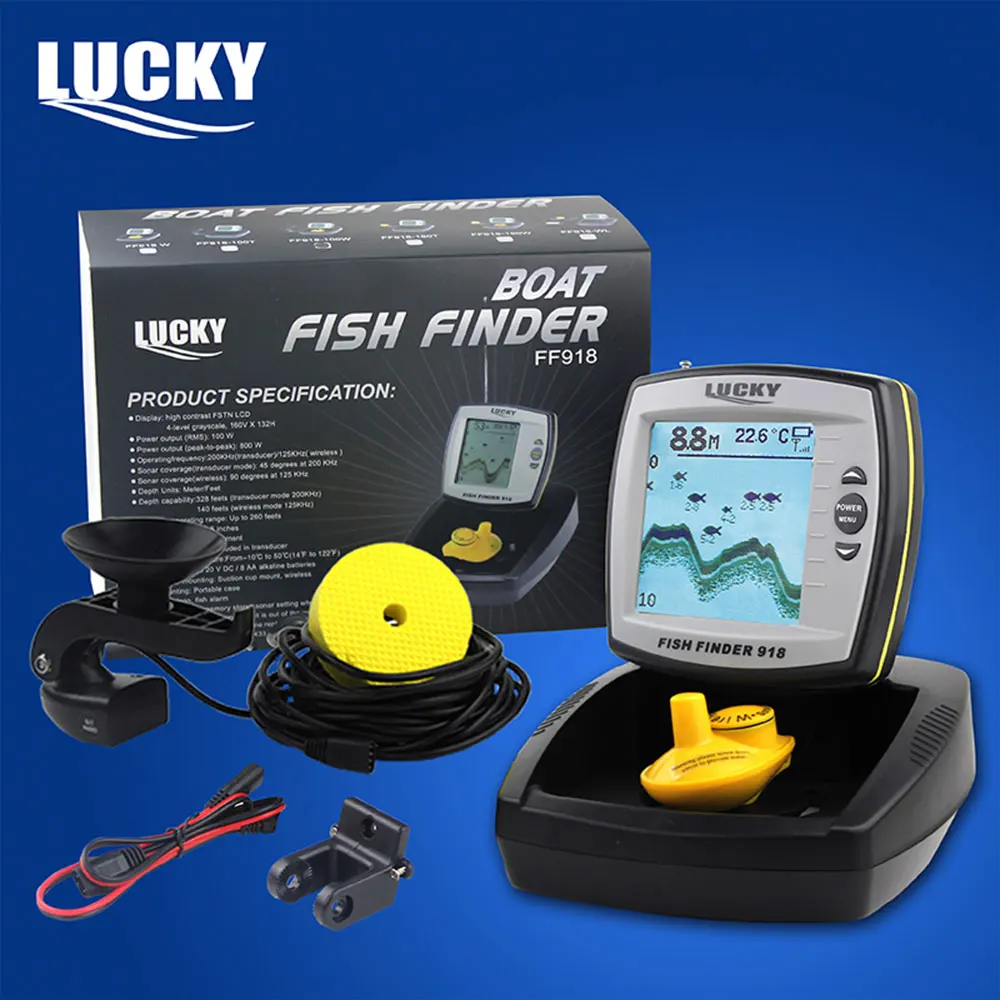 Lucky Лодка Sonar Рыболокаторы FF918-100W два режима кабель ad Беспроводной эхолот Echo