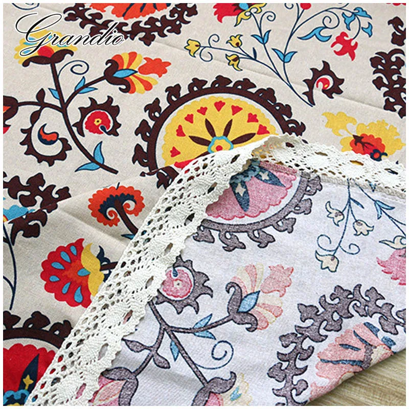 Скатерть из хлопка и льна с кружевной отделкой 8 размеров|linen tablecloth|decorative table