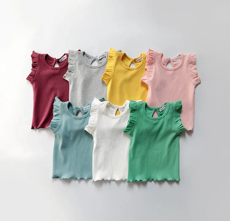 Новинка лета 2019 футболка для маленьких девочек хлопковые футболки в рубчик