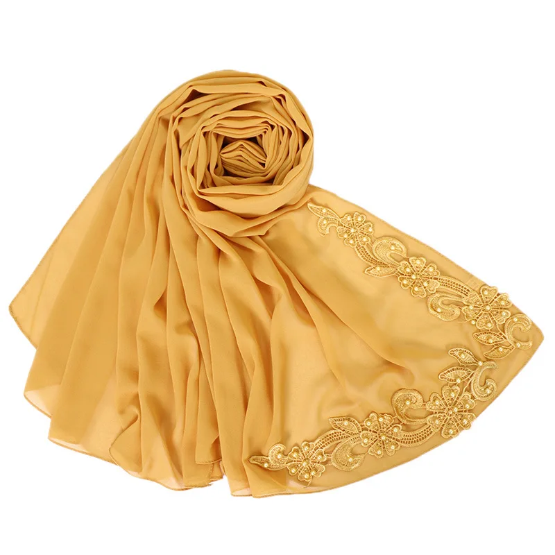 

bubbles chiffon muslim head scarfs nail pearl neck scarf womens head hijabs shawls blanket scarf fashion accessories girls