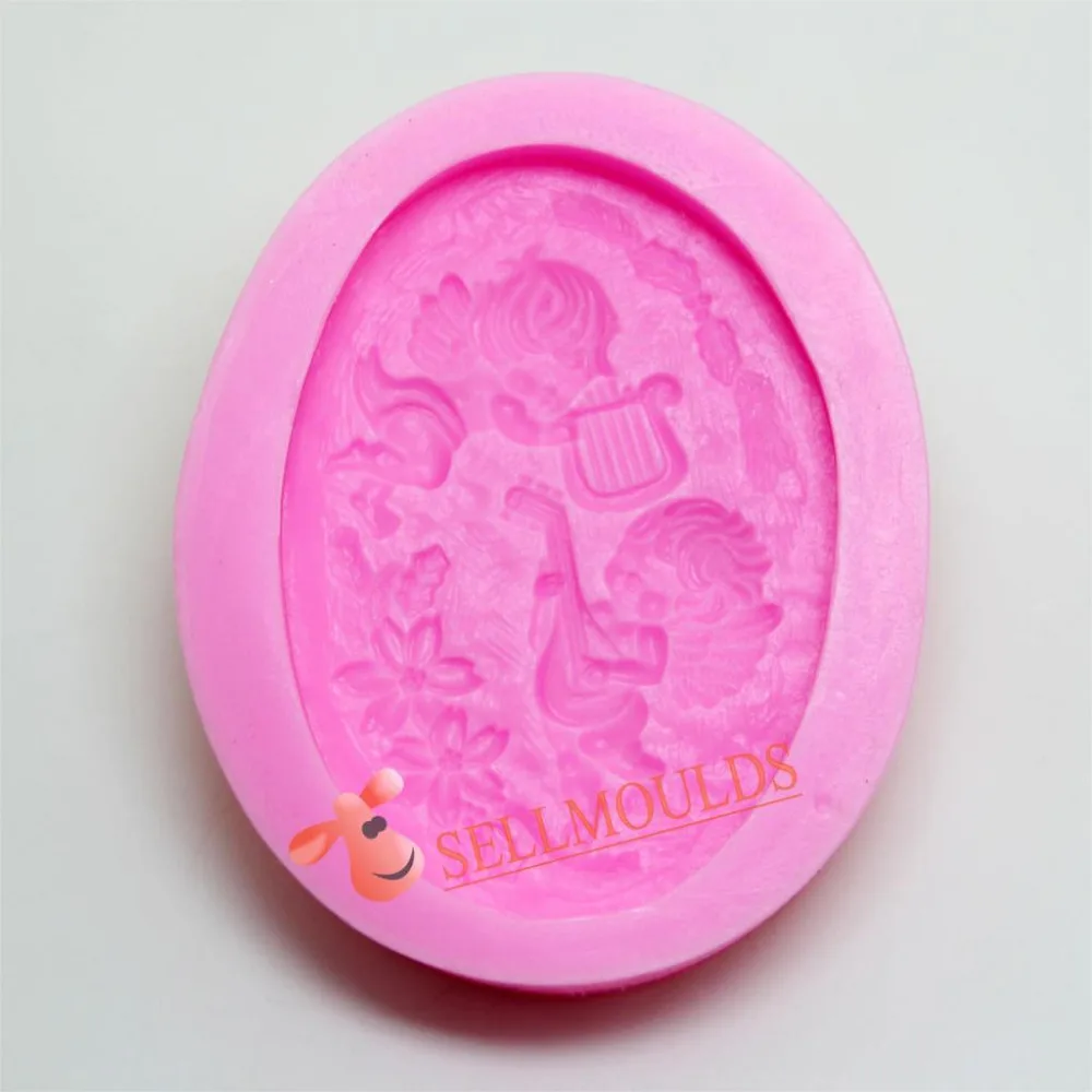 

AH024 Music Angel oval shape silicone mold Handmade Soap Clay craft mold DIY decoration tools