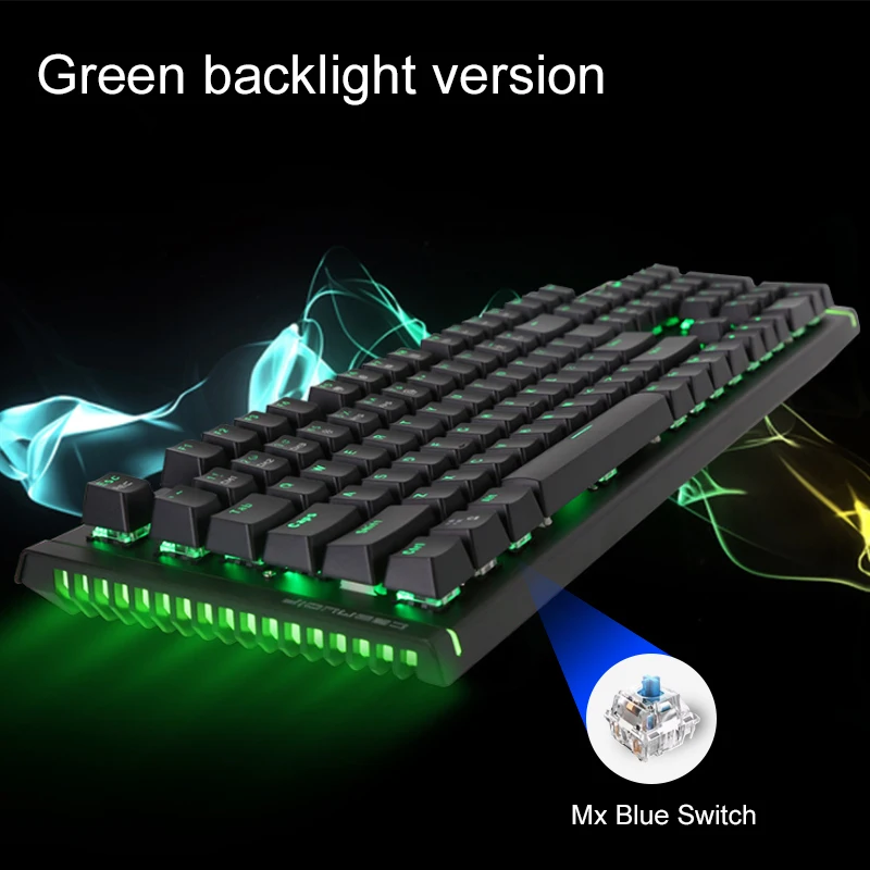 RGB синий переключатель Механическая игровая клавиатура проводной светодиодный