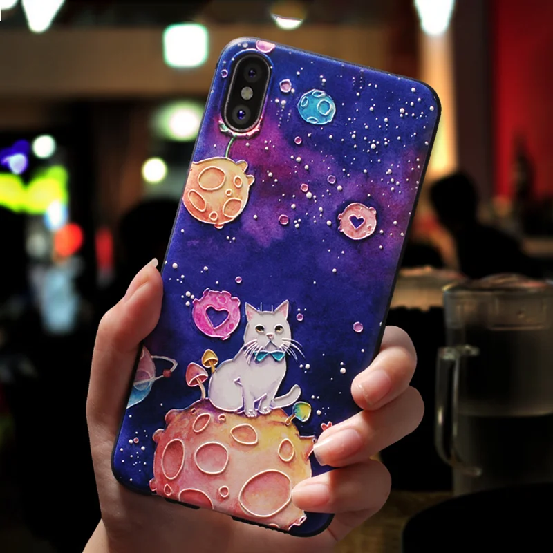 Чехол с 3D тиснением для iPhone XR XS Max X, для iPhone 5, 5S, SE, с рисунком кошки, чехлы для телефонов, для iPhone 7, 8, 9, 10, 6, 6S Plus, чехол из ТПУ