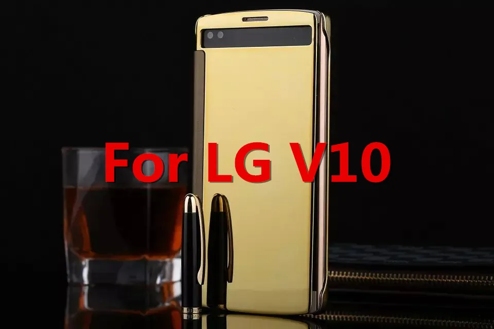 Для LG G5 H830 H850 V10 роскошный однотонный чехол для задней панели чехол с гальваническим покрытием зеркальные телефонные чехлы для LG G5 V10 жесткий бумажник флип-чехол для телефона - Цвет: Gold for V10