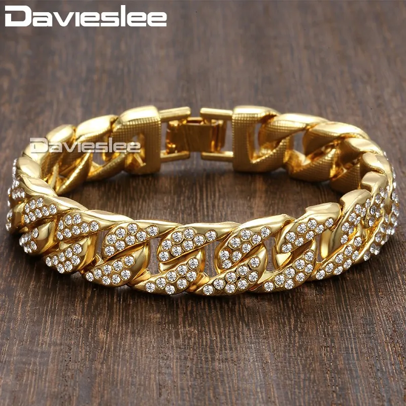 Мужской браслет Davieslee 14 мм 20 см для женщин ювелирные изделия панцирная кубинская