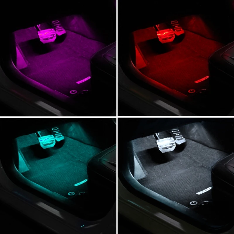 4 шт. 12 Светодиодный светильник RGB для автомобиля с пультом дистанционного управления и голосовым управлением 48 Светодиодный декоративный атмосферный светильник 8 цветов автомобильный интерьерный светильник