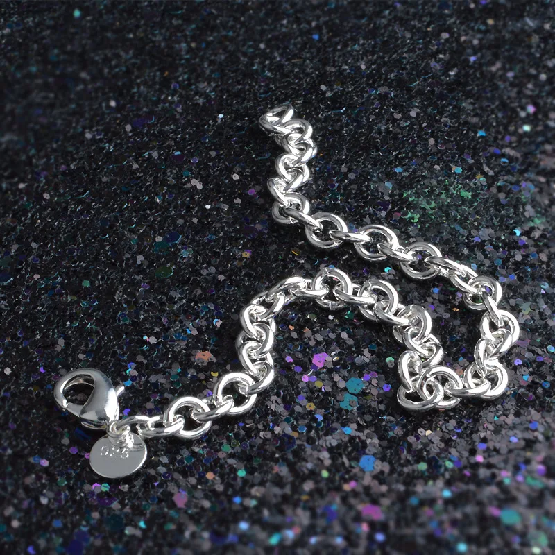 Панк классические круглые звенья цепи браслеты для мужчин женщин посеребренные