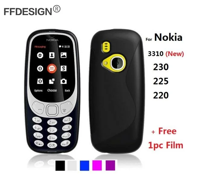 Mobile Phone Fundas Case For Nokia 3310 Silicone Gel 230 225 220 + 1pc Screen Foil Film |