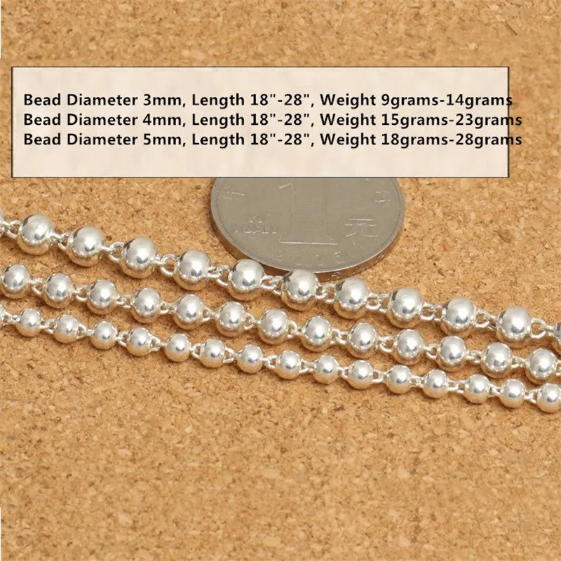 Цепочка женская из серебра 925 пробы ожерелье с шариками и застежкой м 3 мм 4 5 20