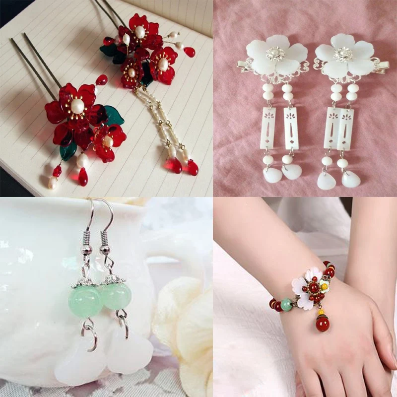 

10pcs/lot Glass Beads Flower Petal Lampwork Beads Pendant Connectors for Jewelry Making DIY Earring Accessories Materia