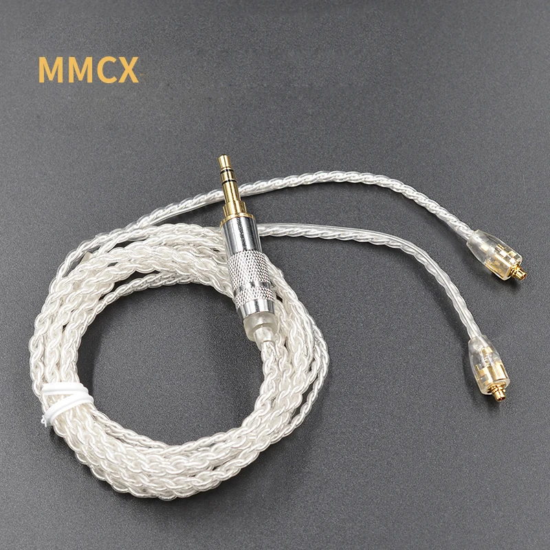 

New MMCX Cable Silver Plating Cable Upgraded Cable Replacement Cable Use For KZ Shure SE535 SE846 UE900 DZ7 DZ9 DZX LZ A4