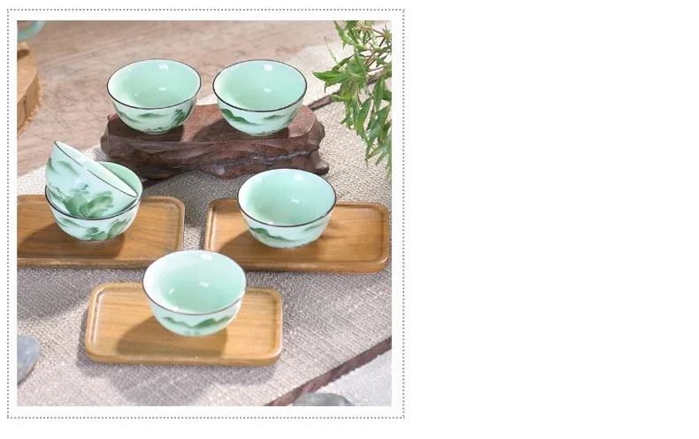 8 шт./лот Китайский Longquan Celadon чайный набор кунг-фу ручная роспись пейзаж узор чайная посуда для напитков керамика чай аксессуары Подарки
