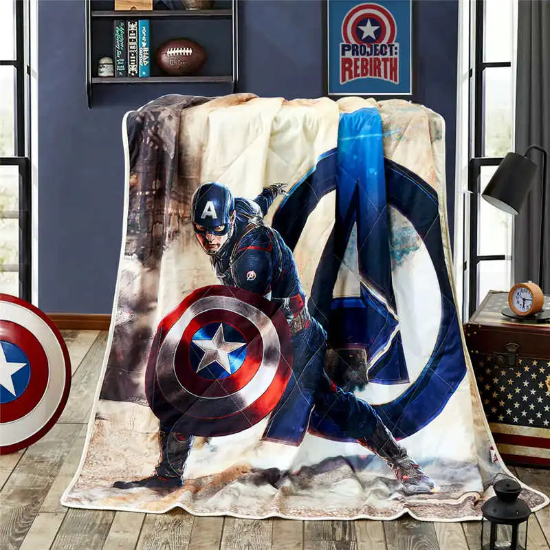 Disney детские постельные принадлежности фиолетовый marvel Капитан Америка летнее одеяло постельные простыни сшивание тонкое комфортное одеяло 79X91 дюймов Лидер продаж