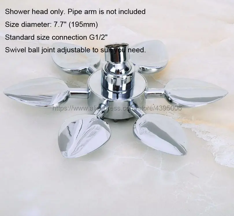 

Polished Chrome Leaf Shape Shower Head Over-head Shower Sprayer Top Shower Head Bsh202