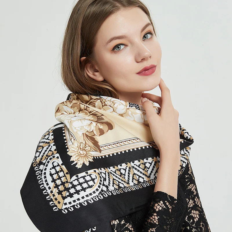 

[FEILEDIS] 2019 Silk Scarf Fashion Women's Shawl Multi-purpose Scarf Double-sided Replacement Use Scarf Series AS010
