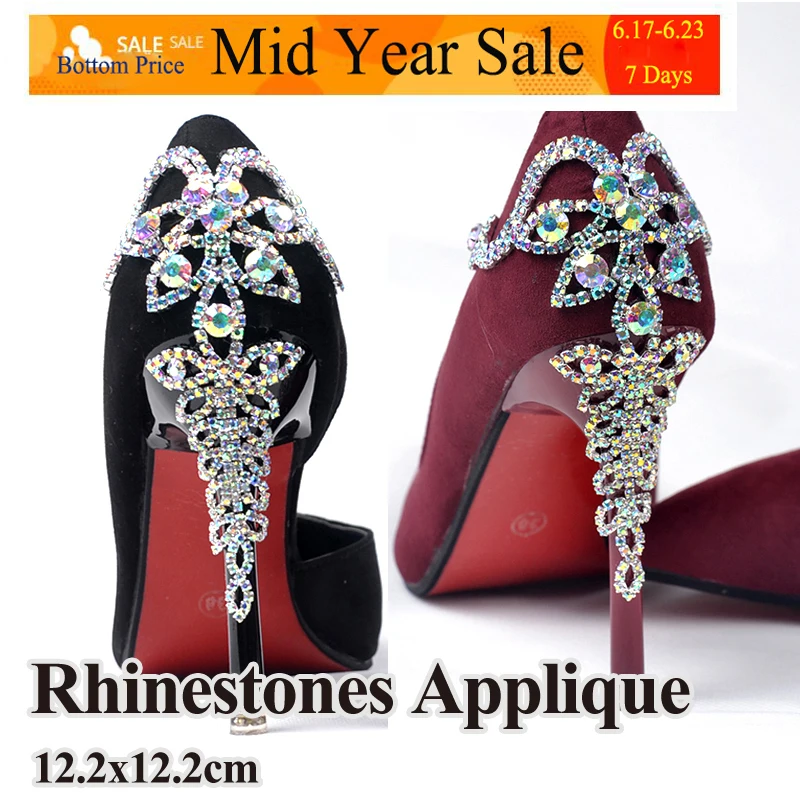 Аппликация с кристаллами AB Стразы 2 шт. Цветочная аппликация ручной работы