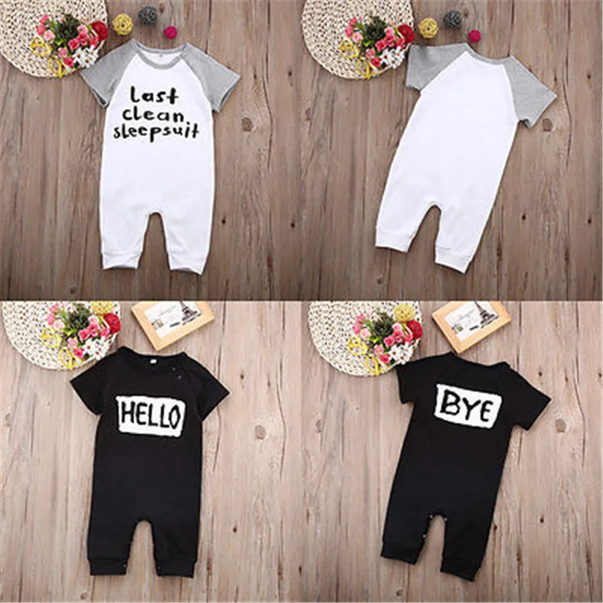 Детские комбинезоны с надписью Hello Bye для маленьких мальчиков и девочек