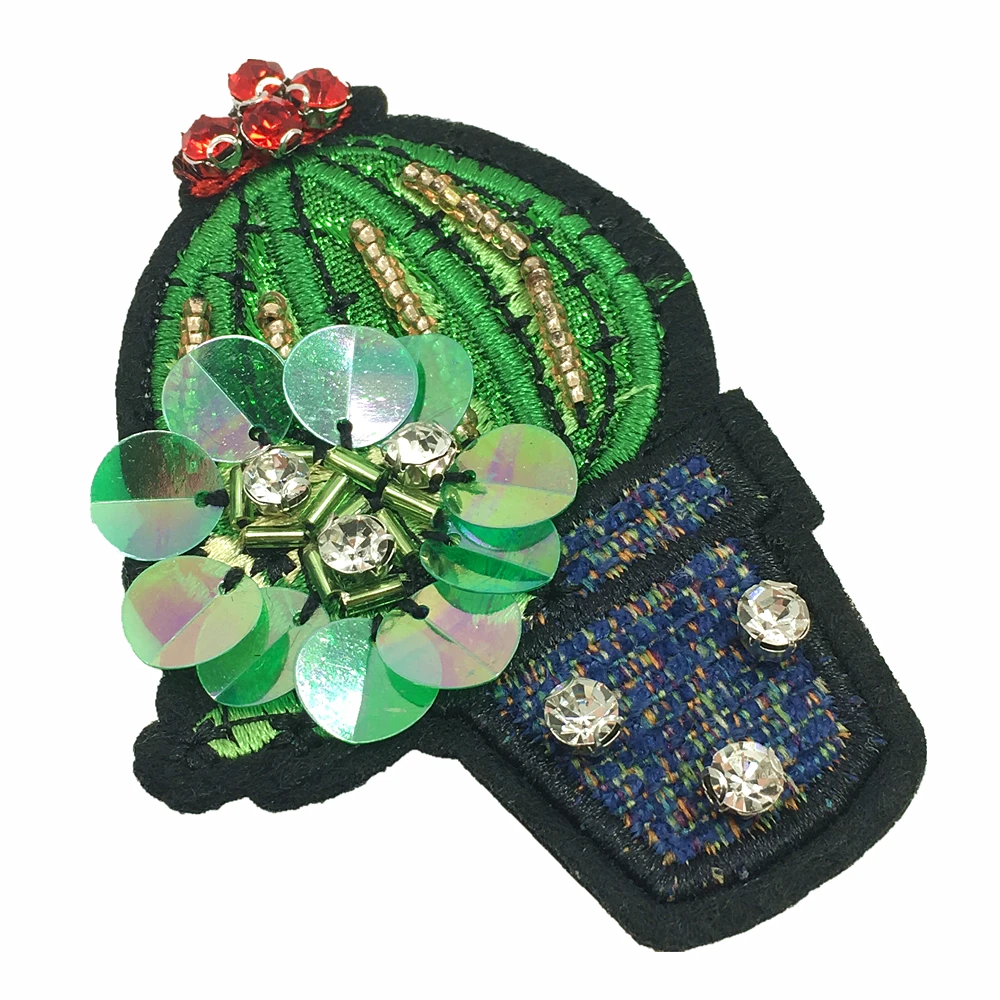 4 шт. патчи с блестками и КАКТУСОМ для шитья|patches for clothing|plant patchbeaded patches |