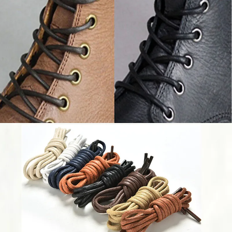 

1Pair 8 Colors 75-85cm fashion casual leather shoelace Multi Color Cotton Waxed Round shoe laces