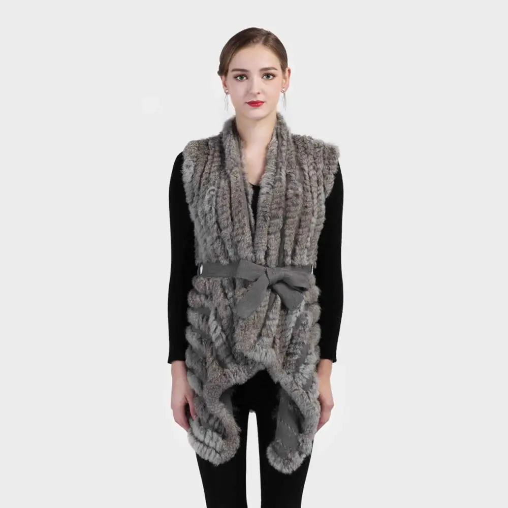 natural grey VT7013 женский вязаный жилет/куртки одежда без рукавов gielt с поясом hemlines снизу - Цвет: natural grey