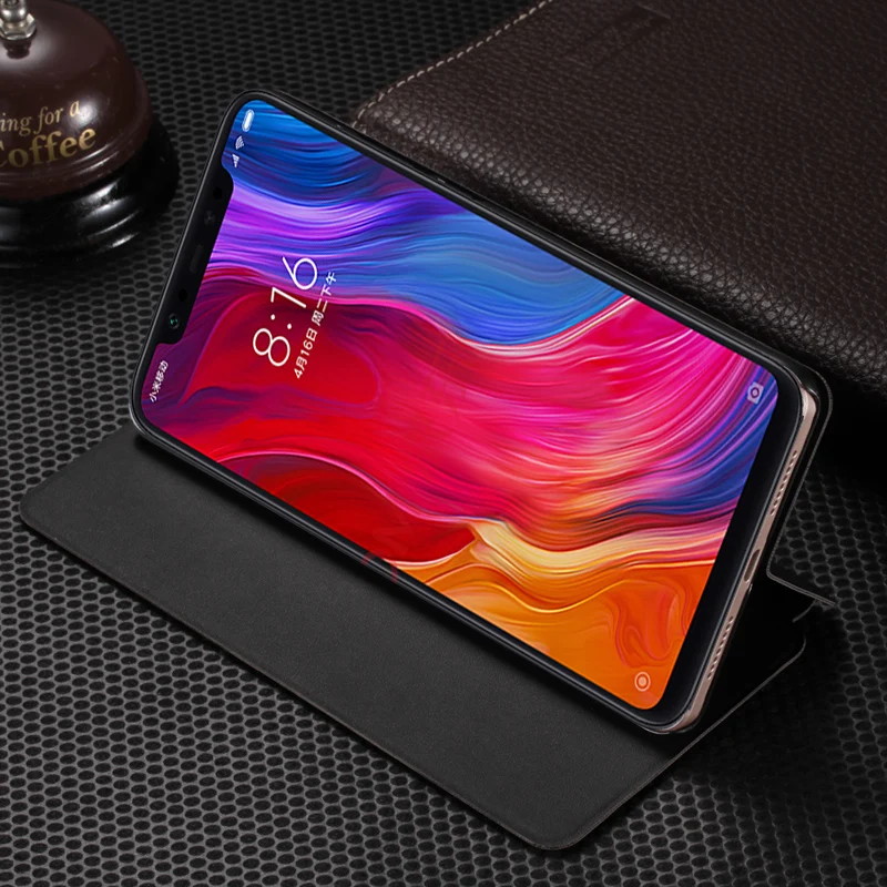 New intelligent sleep smart cover for xiaomi mi 8 flip leather case mi8 free shipping 4 colors with stand function | Мобильные