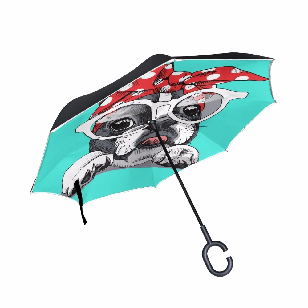 French Bulldog Reverse Umbrellas Folding Double Layer Inverted Chuva Umbrella Self Stand Inside Out Rain Protection C-Hook Hands
French Bulldog Reverse Umbrellas Folding Double Layer Inverted Chuva Umbrella Self Stand Inside Out Rain Protection C-Hook Hands
