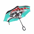 Складной зонтик во французском стиле, двухслойный инвертированный самостоятельный зонтик с защитой от дождя и C-образными крючками для рук