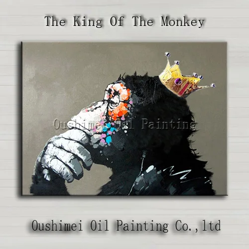 Monkey King Топ художника, ручная роспись, высокое качество, современное искусство, Горилла, картина маслом на холсте, абстрактная, забавная, животное, обезьяна, картина маслом - Цвет: Monkey King