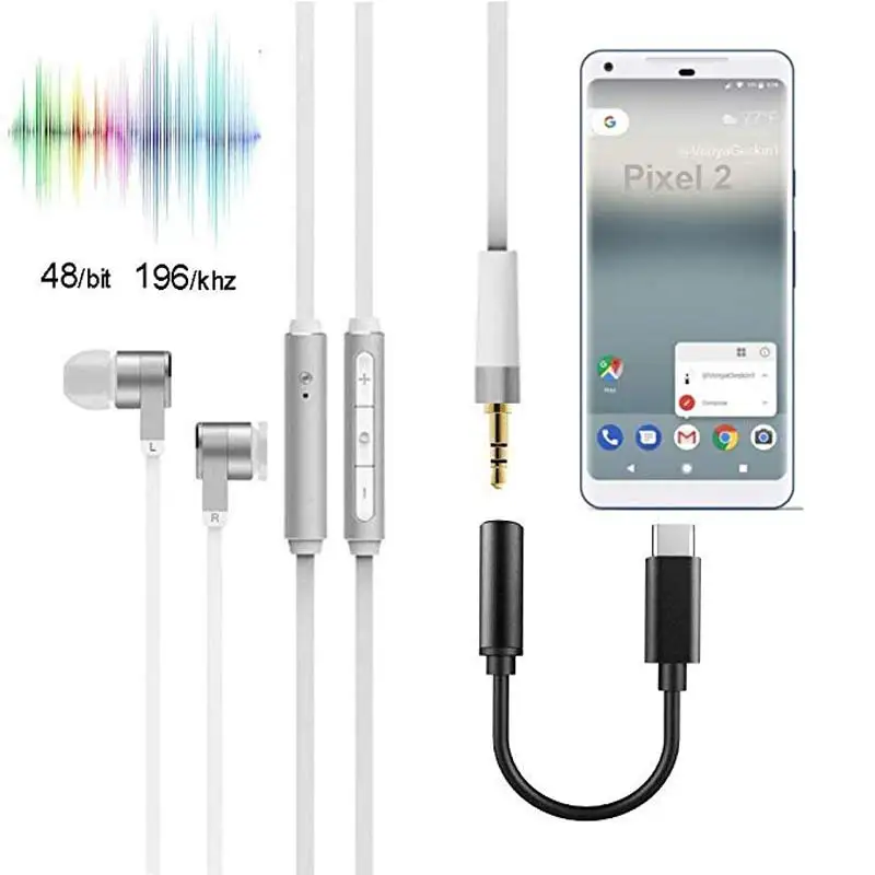 Адаптер для наушников переходник Aux с USB Type C на 3 5 мм Google Pixel 2/XL/Pixel 3/XL/Pad Pro/Samsung S10