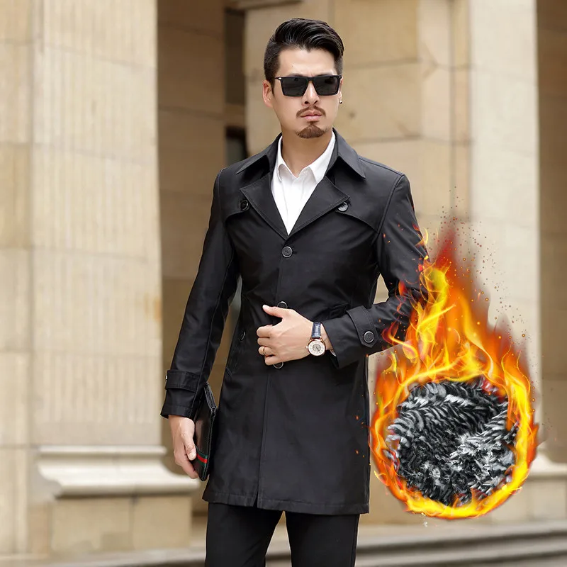 Thick Trench Coat Men Classic Single Breasted Mens Long Clothing Jackets &amp Coats British Style Overcoat | Мужская одежда