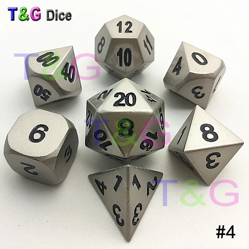 Высокое качество, металлический 7 кубиков d4 d6 d8 d10 d% d12 d20 для настольной игры, Rpg Dados juegos de mesa подземелья& dragon Dice
