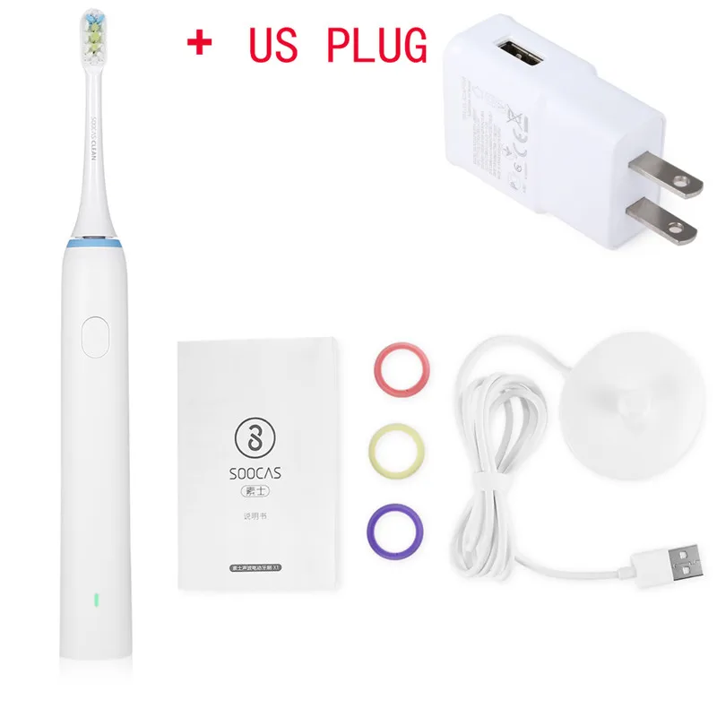 with US PLUG SOOCAS X1, звуковая электрическая зубная щетка, водонепроницаемая, перезаряжаемая, ультра звуковая зубная щетка, для взрослых, для путешествий, дома, для ухода за зубами - Цвет: with US PLUG