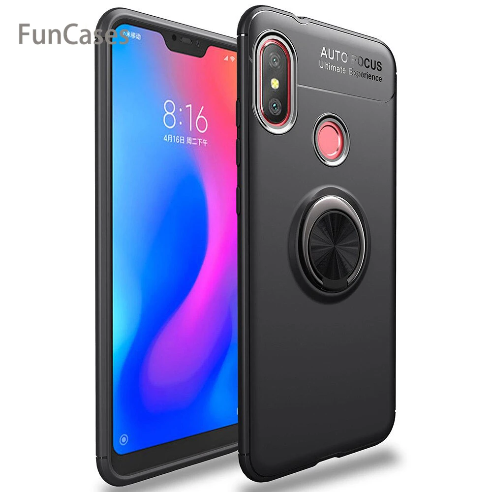 Для Xiaomi mi A2 Lite чехол цветной металлический кольцевой магнитный держатель Мягкий