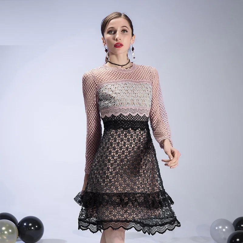 OUYALIN M-3XL 4XL 5XL плюс размер платье Лето Весна 2018 женские с длинным рукавом Подиумные