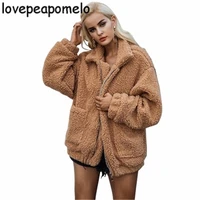 high quality soft plush coat winter casual loose womens outerwaer warm fur coats female thickening zipper large size coat j507