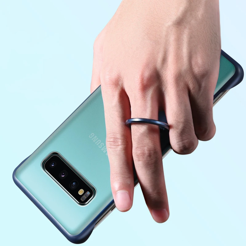 Для Samsung S10 чехол тонкий прозрачный матовый Жесткий ПК безрамный с металлическим