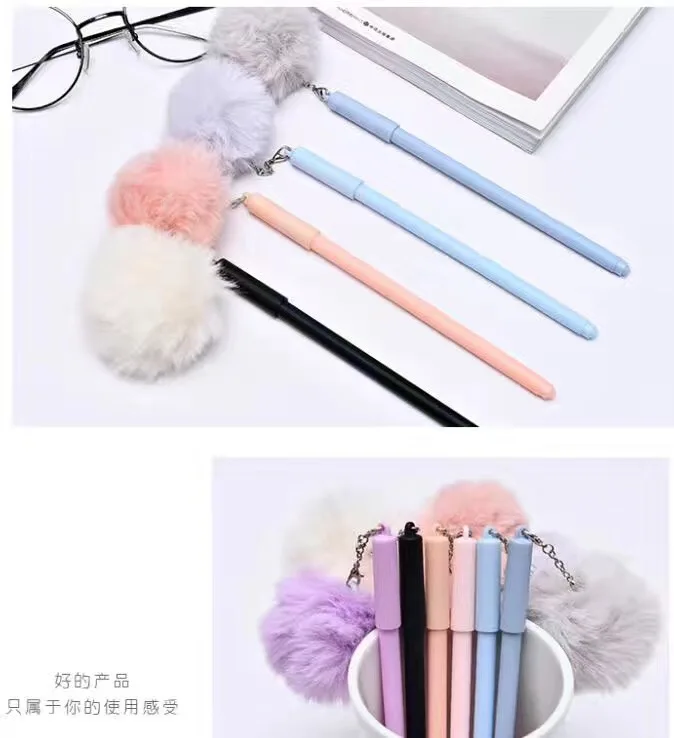 

36pcs/lot Gel Pens Cartoon Cute Hair Pendant Gel Pen Black Ink Gel-ink Pen for Writing Kawaii Stationery Office School Supplies