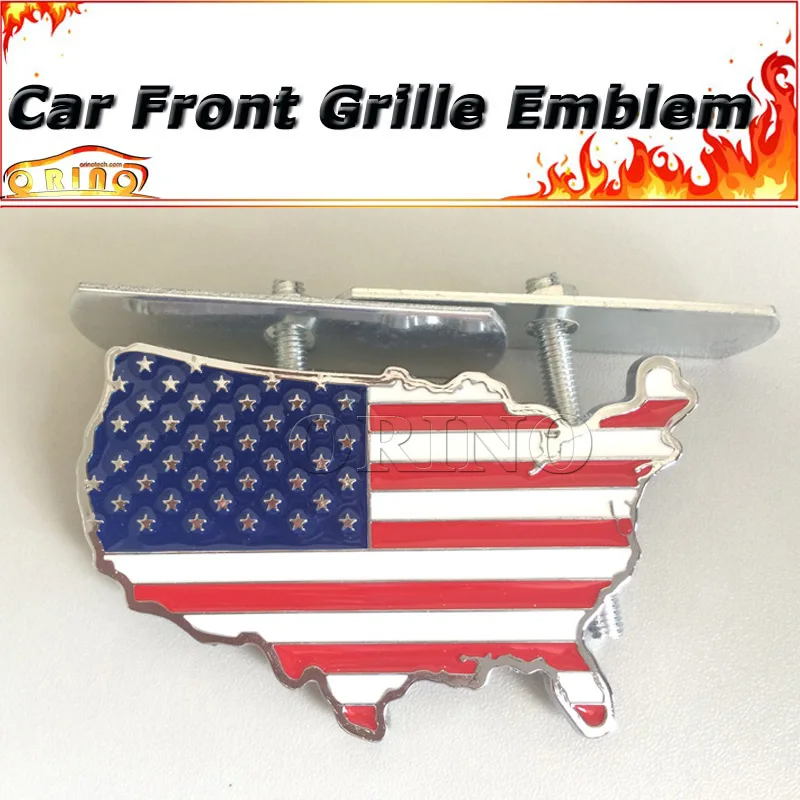 3D флаг США карта с американским флагом эмблема передней решетки автомобиля