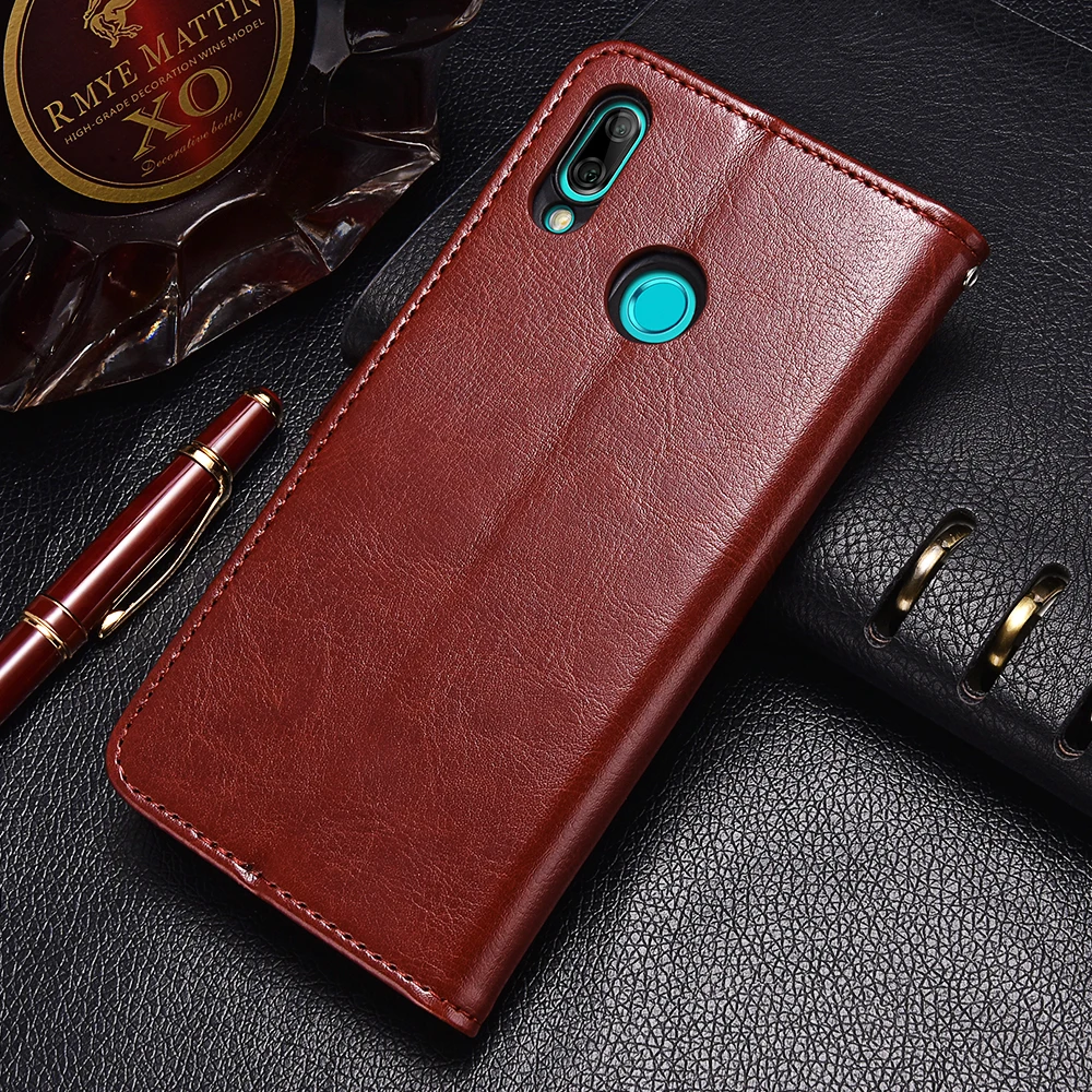 Кожаный чехол бумажник TOMKAS для Huawei P Smart 2019 откидной с подставкой мягкий