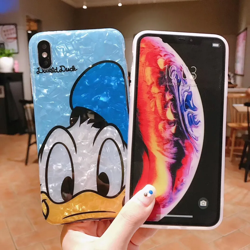 Силиконовый чехол для iphone 11pro XS MAX XR 6s 7 8 Plus funda donald duck diamond apple iphone 11pro Max чехол