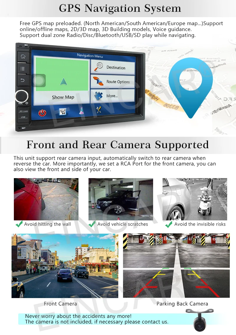 Автомагнитола с сенсорным экраном 7 &quot 2 Din стерео Bluetooth GPS Android 6 0 ОЗУ Гб зеркальная