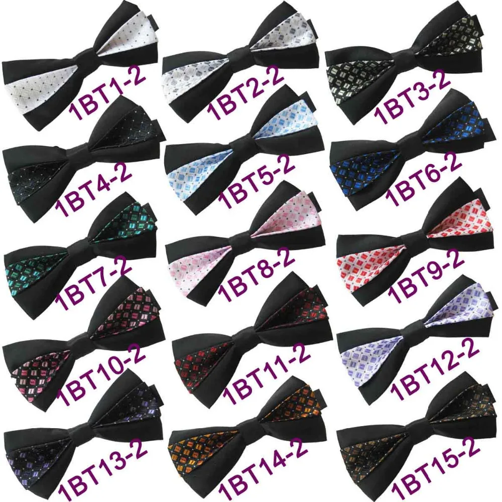 YIBEI Coachella Ties Brown Checked Bowtie Adults With Black Bottom Silver Small Dot Microfiber Woven Bow Tie Unisex Butterfly | Аксессуары