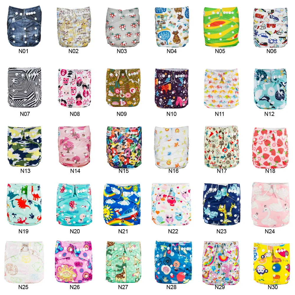 (100pcs A Lot) Washable Baby Cloth Diapers 0-3 years Newborn to Potty Nappy Reusable Diaper Cover With Microfiber Absorbent Pads