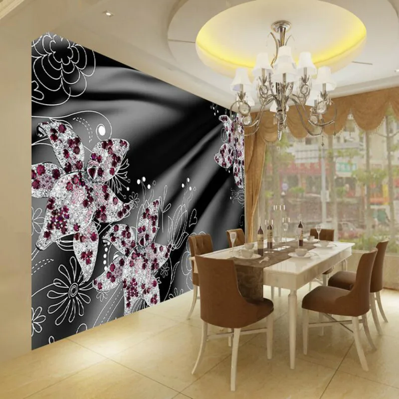 Черный атласный драгоценный камень 3D настенная бумага для стен 3d декоративная