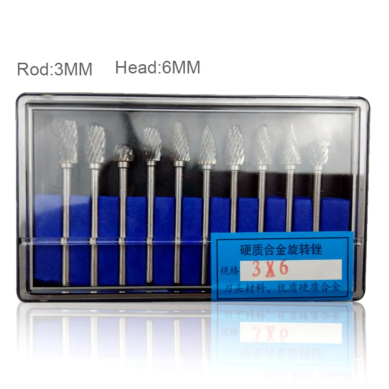 10 шт. Вольфрамовая сталь фреза сверла Шлифовальная головка Двойная Текстура