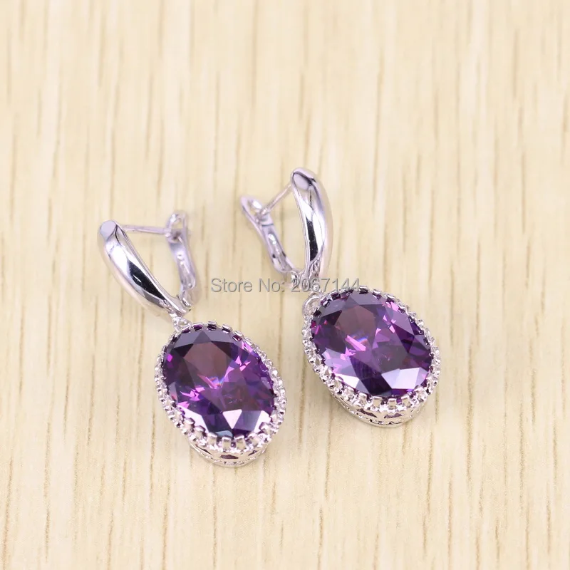 Классический ювелирный набор из серебра 925 пробы с логотипом фиолетового железа